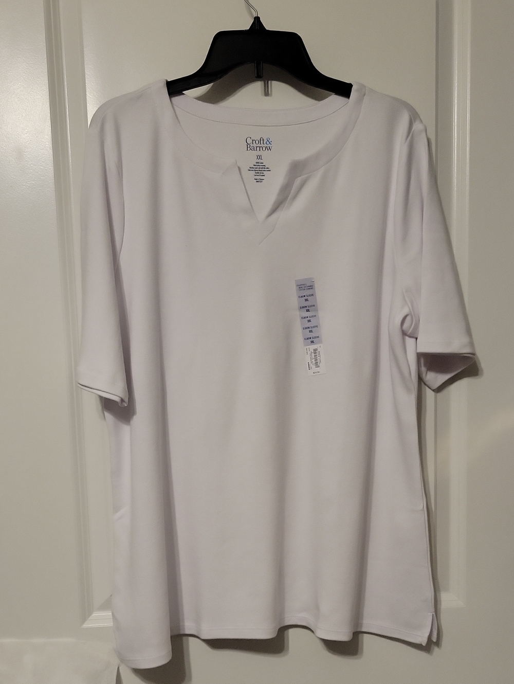 Croft & Barrow Women's V-neck, XXL, White Knit, S/S, Shirt. NWT